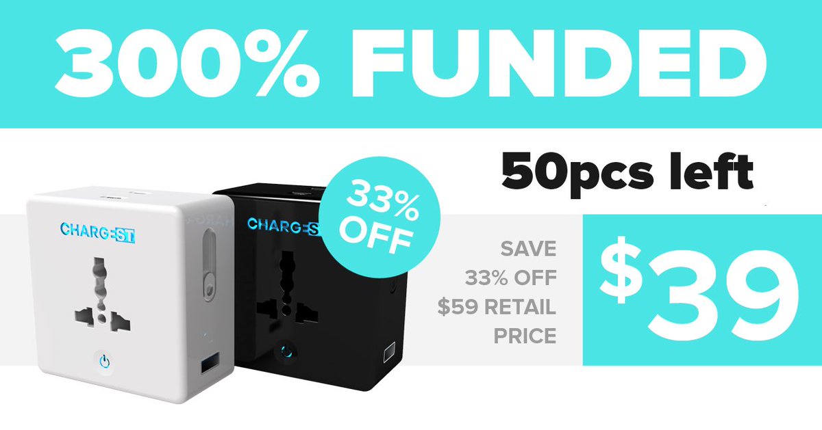 @IndiegogoTech ChargEST is now 300% FUNDED.
Only 50 Left at 33% OFF on igg.me/at/gochargest/…
#indiegogo #crowdfunding #gadgets #tech