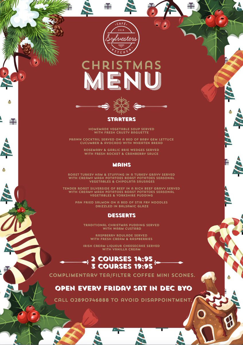 SylvesterCafe's tweet photo. Last few tables remaining for our #BYO Christmas dinner tonight 🍺🍾 call now 02890746888 https://t.co/izTOQ1B2B1