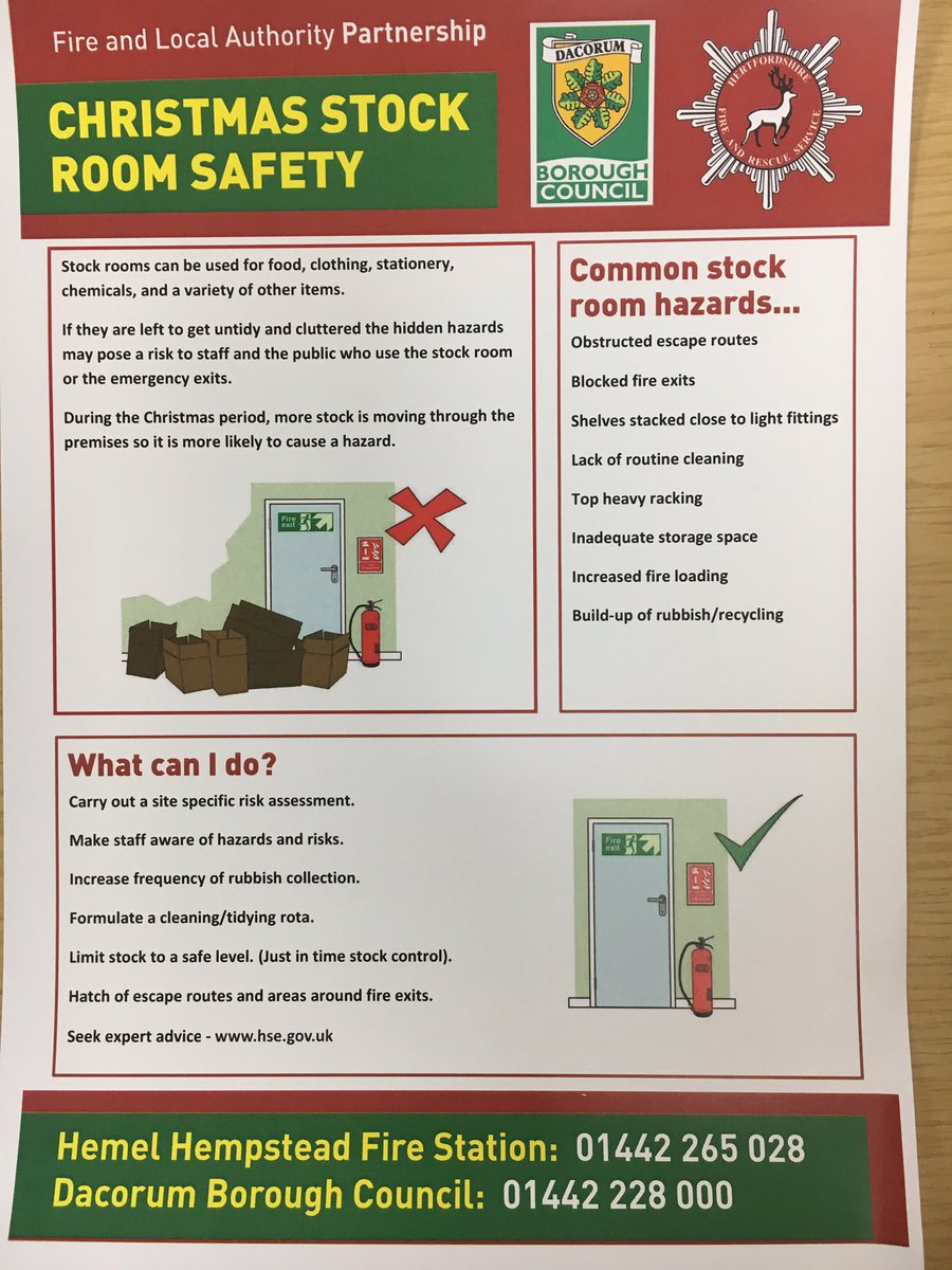 RedHemel's tweet photo. 50 local shops targeted today with our Xmas Stock Room Safety Campaign. Great response from all. #firesafety https://t.co/wRrzLDFyO1