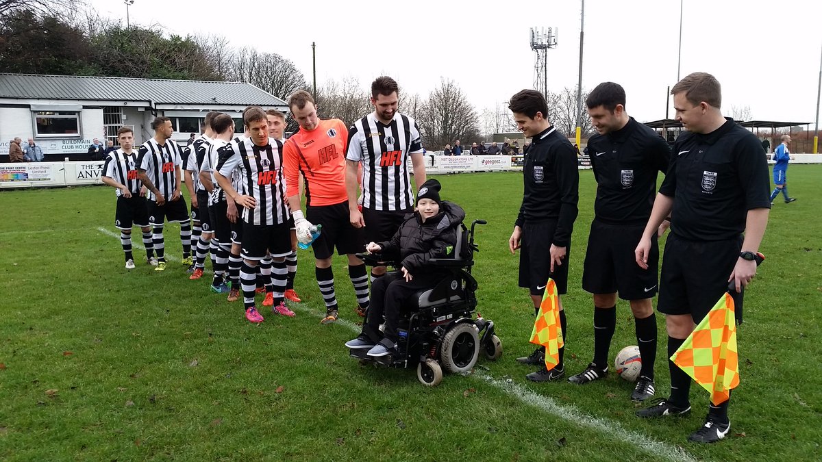 ACFC1916's tweet photo. Was great to have @Bens_Wish leading the two teams out this afternoon. What a lovely lad! His positivity is admirable! https://t.co/rp6V7NT8n0