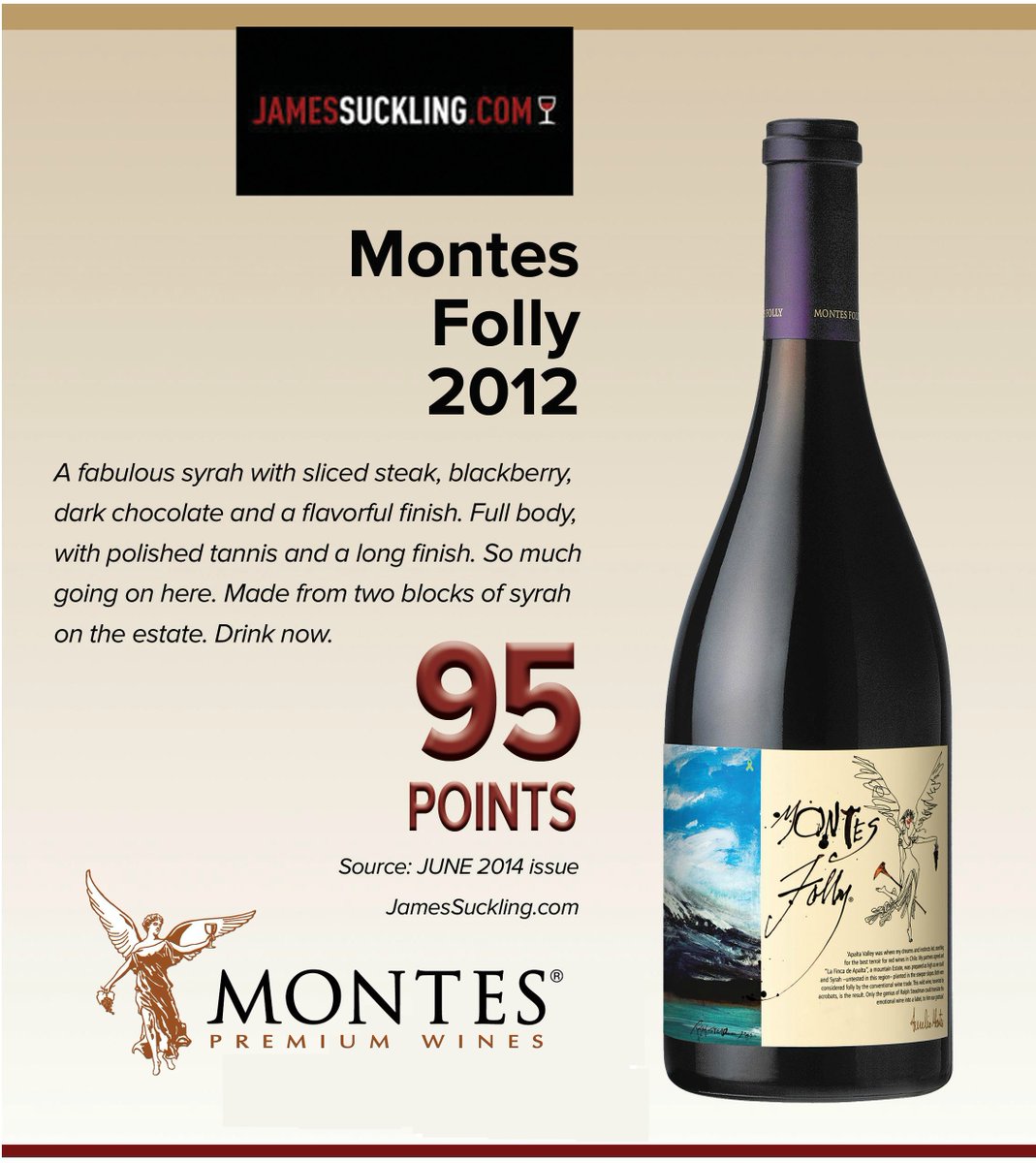 GuarachiWP's tweet image. Montes Folly 2012
both intense and elegant with lively blackberries...
#95points @JamesSuckling @MontesWines
