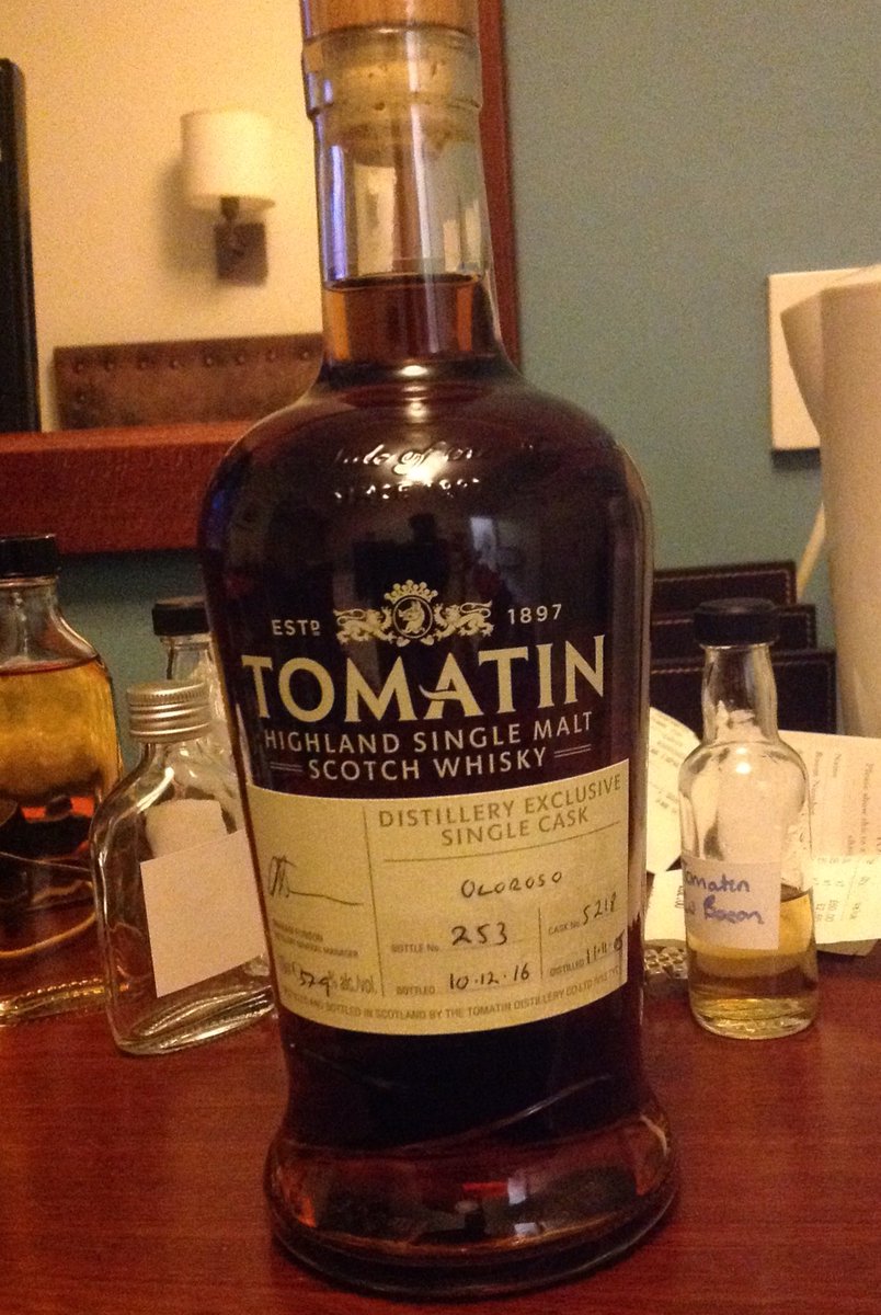 DistilleryBikes's tweet photo. Pedal to Distillery #60 @Tomatin1897. Cracking tour and good selection of samples from Charlotte. Settled for the BYO Oloroso cask. #topdram https://t.co/Uit1DWJK02