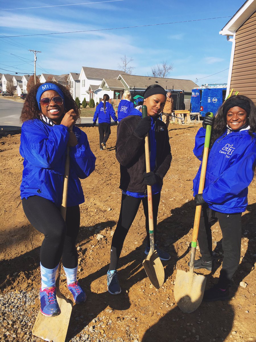 MT_DanceTeam's tweet photo. We had so much fun volunteering for @Habitat_MidTN today and loved taking part in building a home for someone in need. #TrueBlue https://t.co/pLbh4lXN9R