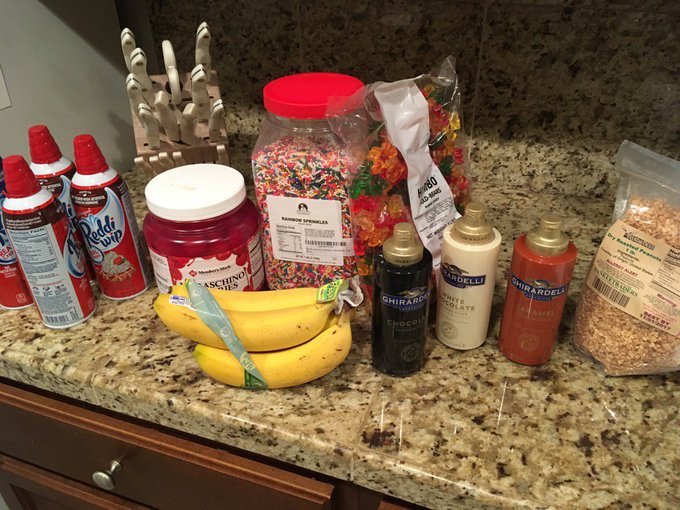 Human sundae fixings! 7lbs of sprinkles, 4lbs of cherries, 5lbs of gummy bears, 1lbs peanuts, 3 syrups<a href="/tag/camgirlsgolftee"class="tags"><span>#camgirlsgolftee</span></a>