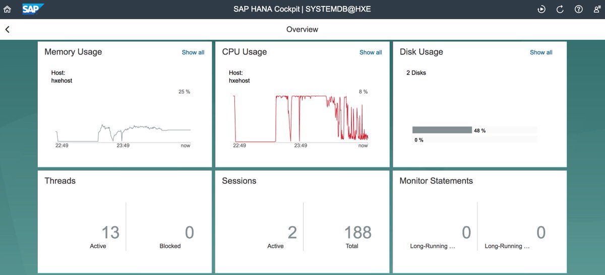 WeissJorge's tweet photo. SAP HANA2 Express CockPit @SAPInMemory #SAPHANA2 #SAPHanaExpress https://t.co/mUutmZZof8