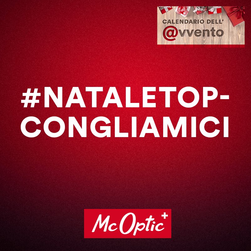 McOptik's tweet photo. Cerchiamo un buon # di 🎅🏼 che contenga le lettere di #McOptic (c al minimo 1x, più sono ok). Postare il tuo # con #Calendariodellavvento. https://t.co/qxYQ87HTu2