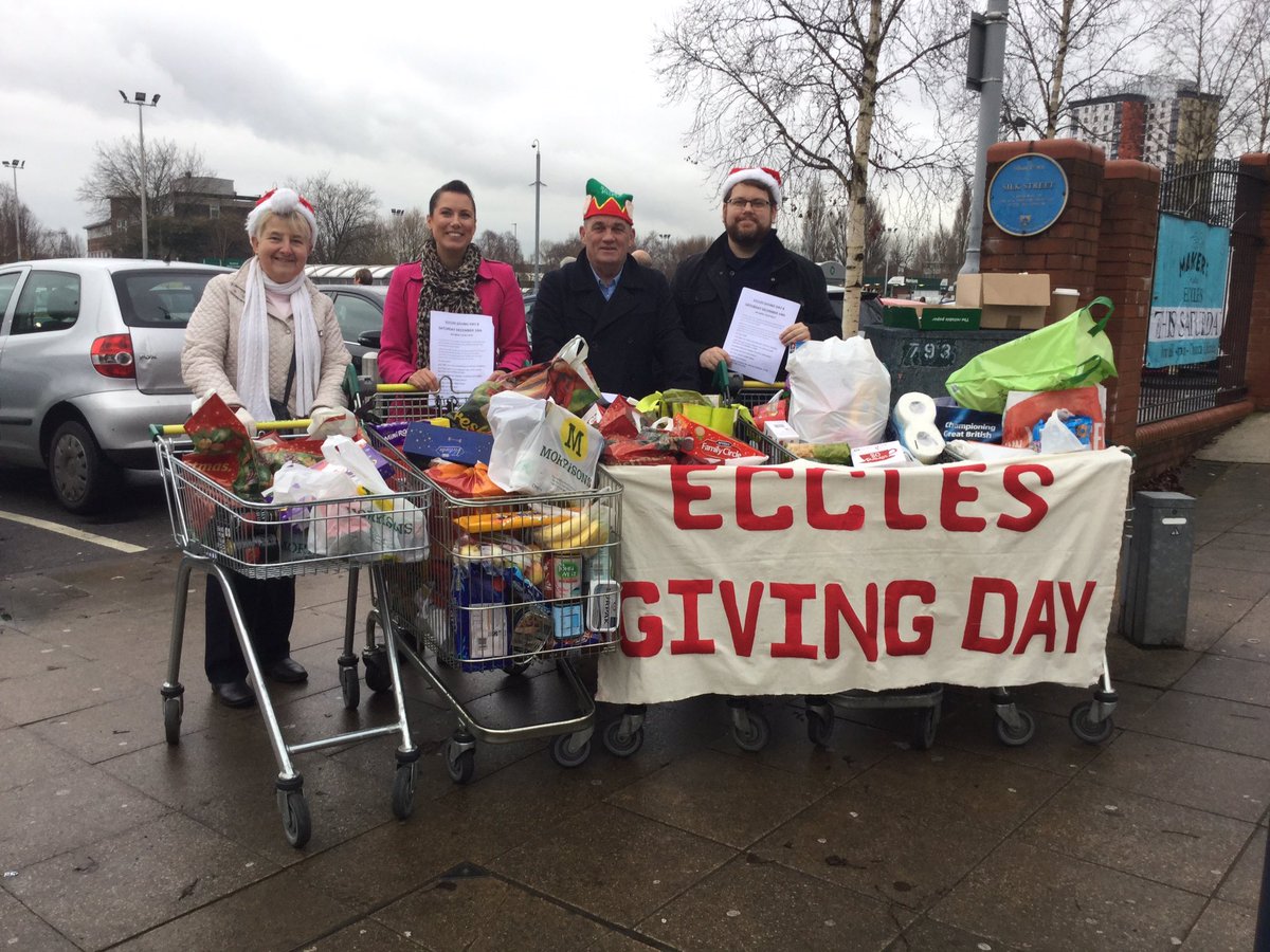 ECCLES GIVING DAY 8 Thanks to everyone, hundreds raised for local Food Banks. Special thanks to Pam for top banner.