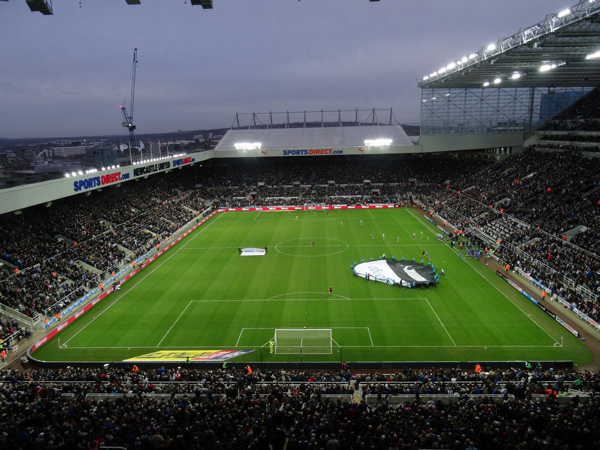 DavoBirmingham's tweet photo. St James'. What a stadium. Right in the city centre, an asymmetrical beast of a ground from outside &amp; in, oozing class &amp; tradition. 👏 #NUFC https://t.co/oy9RGgYPZ1