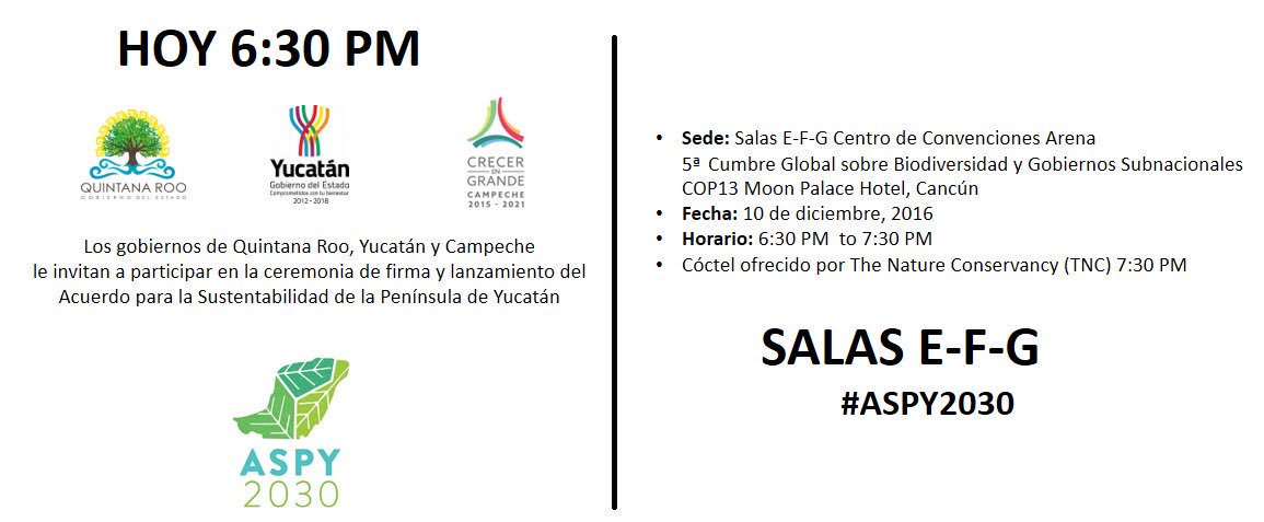 AlianzaMREDD's tweet photo. Si te encuentras en la #COP13, te invitamos a presenciar la firma de @ASPY2030 @sedumayucatan @SEMARNATCAM @semaqroo #PenínsulaDeYucatán https://t.co/VJ1Xf26z8c