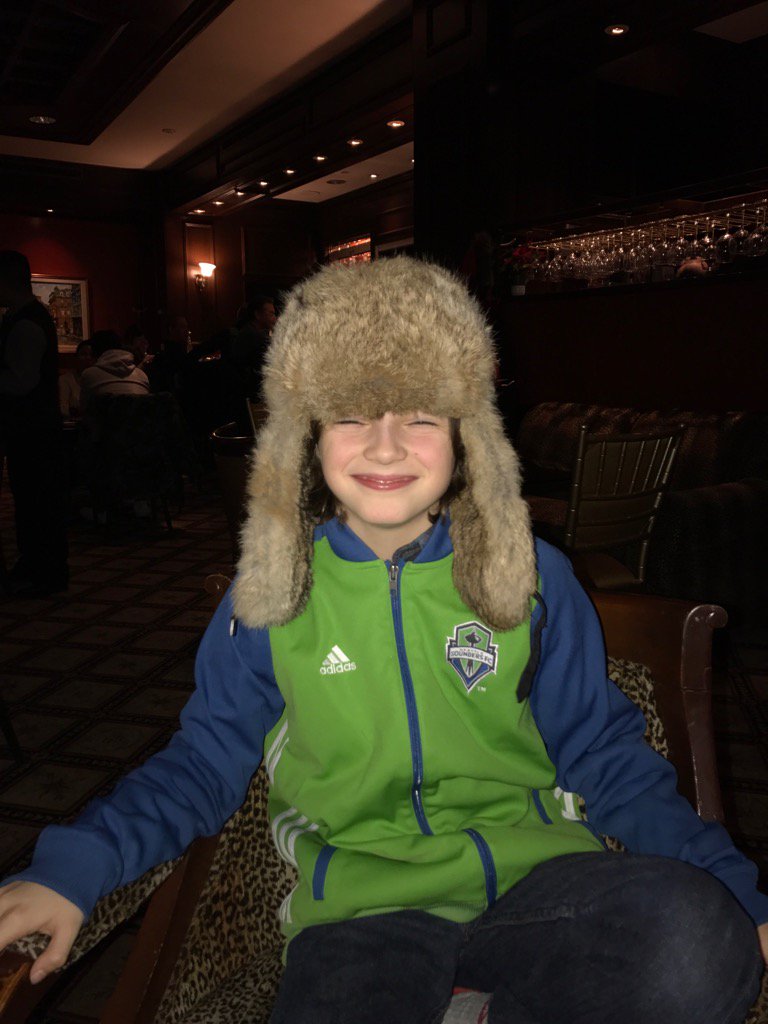 SpringfreeCBO's tweet image. Milo McCarthy read for the big game with his Canadian head gear and sounders jersey. Thanks @mikeshoe10