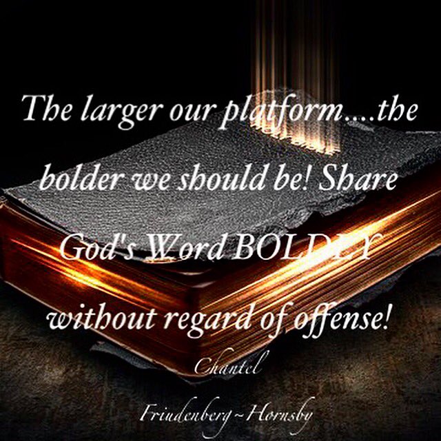 Encouraging_W's tweet photo. The larger our platform....the bolder we should be! Share God's Word BOLDLY without regard of offense! #DontBackDown #BoldnessInChrist 🌺🌺🌺 https://t.co/yWSHiFjaEN