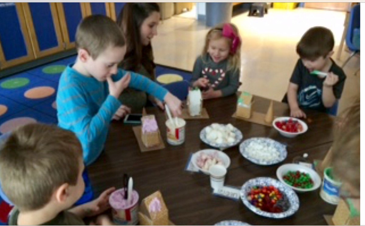 harpelem1's tweet photo. WAO PreK making gingerbread houses! #tonsofsmiles https://t.co/fKXJNYEBoQ