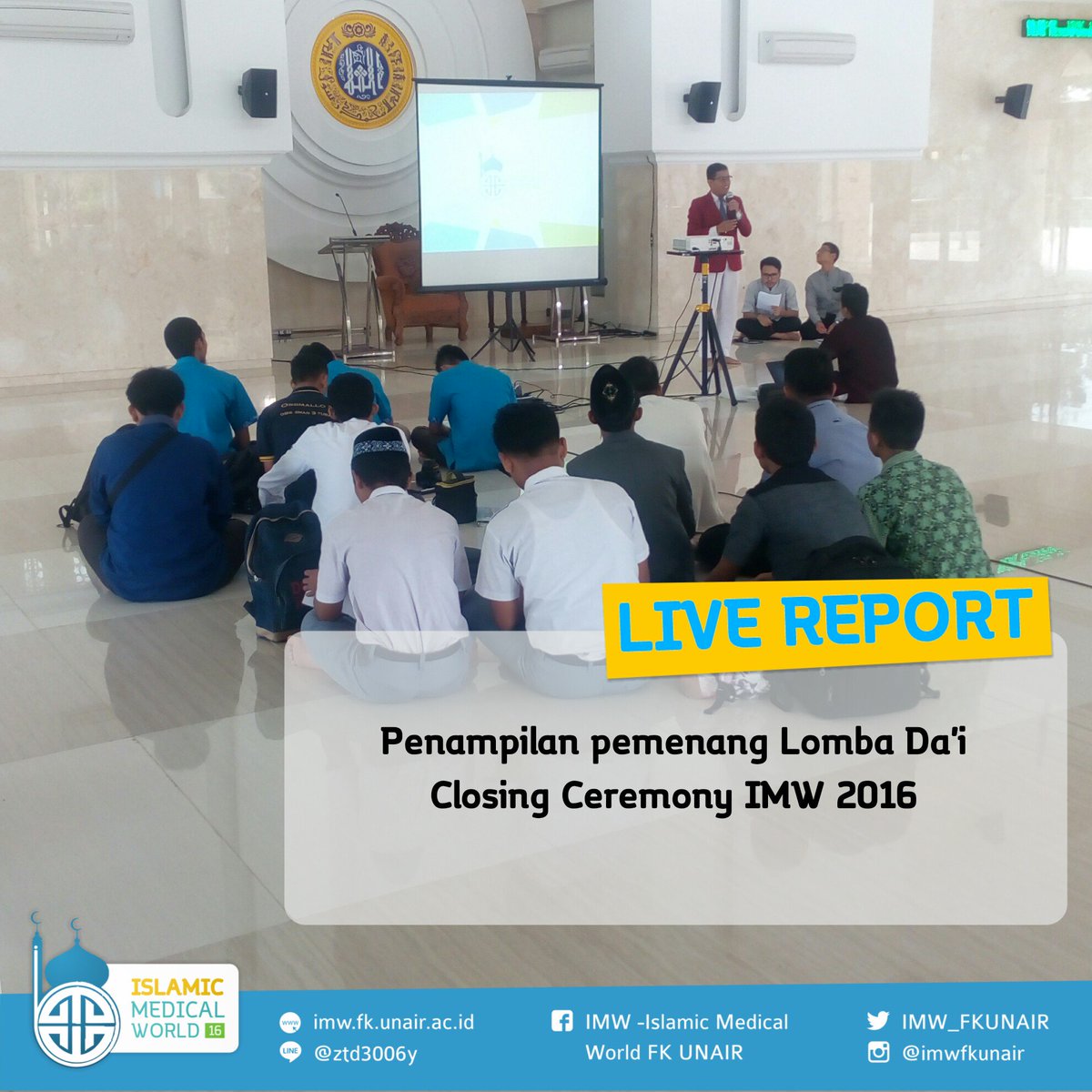 [Live Report IMW 2016]

Penampilan pemenang lomba Da'i IMW 2016

#livereport
#IMW2016
#IslamRahmatanLil'alamin