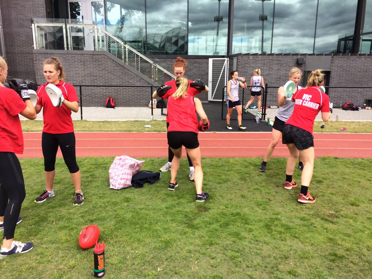 AFL Victoria Womens Football academy training session at Holden centre Collingwood today followed by a 3.8 k run