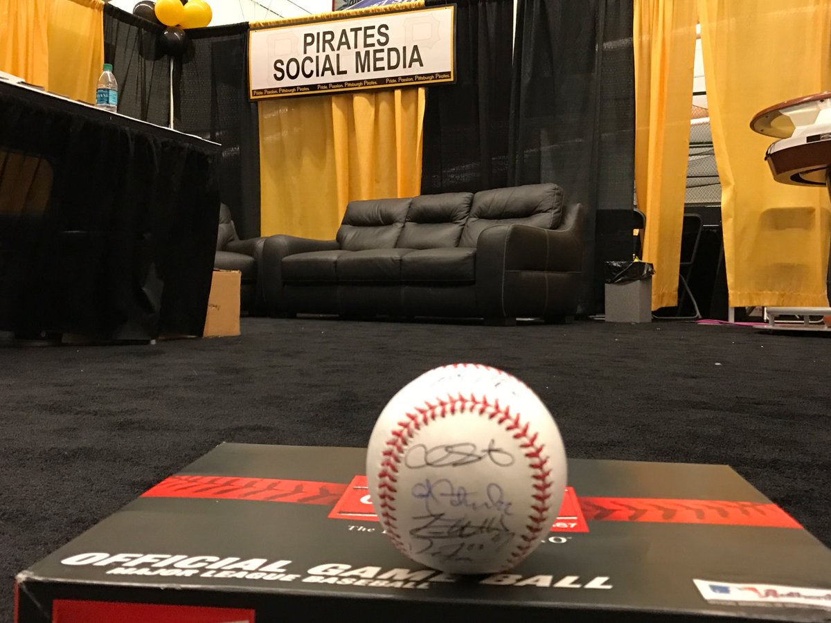 Pirates's tweet photo. RETWEET THIS to win a ball signed by our #BucSocialVIP guests from today!
#PirateFest
(Jordy, Stew, Cutch, Trevor & Freese) https://t.co/w0RMbFaDtT