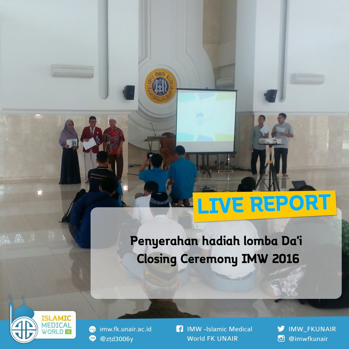 [Live Report IMW 2016]

Penyerahan hadiah lomba Da'i IMW 2016

#livereport
#IMW2016
#IslamRahmatanLil'alamin
