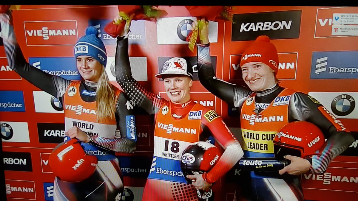 Whistler PODIUM: @LugeCanada  @AlexGoughLuge  GOLD, @BSD_Presse   SILVER #NatalieGeisenberger, #TatjanaHüfner BRONZE