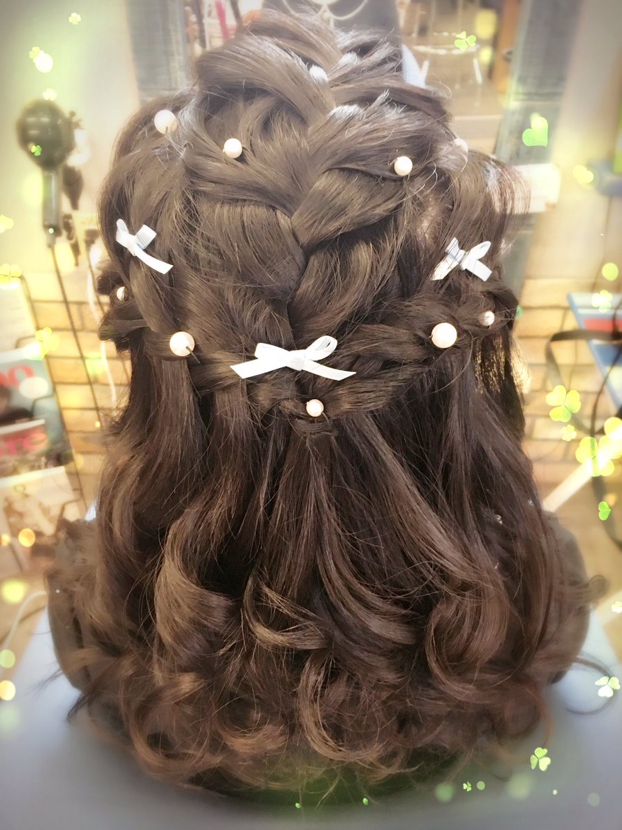 Capsule Twitterissa イベント用ヘアセット 編み込みハーフアップでリボンとパールをいっぱい O O Rika ヘアアレンジ ヘアセット Hairmake 鈴木達央 私もイベント行きたい