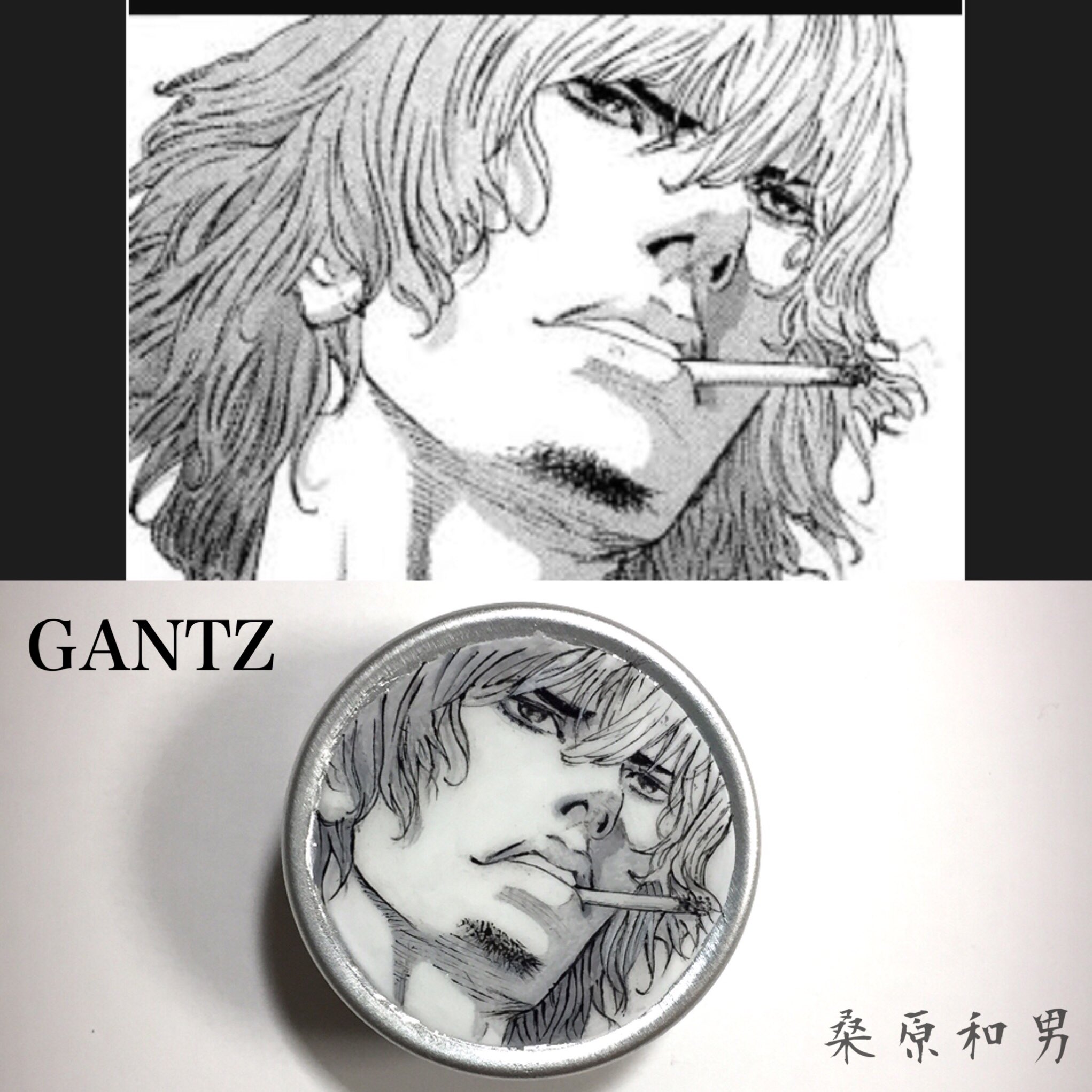 ともぴー Twitterissa Gantz 桑原和男 痛デコ 銀さんのイラストをプレゼントしてくれたお礼に 好きだと言っていた Gantzのクワバラを描いてみたよ 作者さん上手すぎて難しかったなぁ