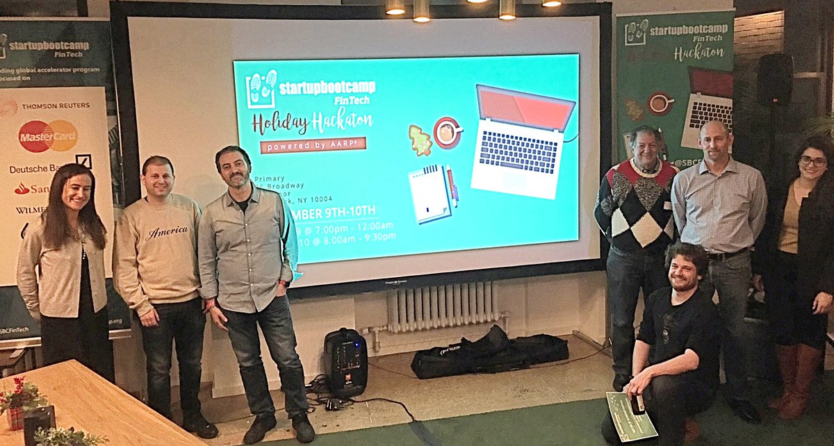 ChrisBizEnglish's tweet photo. Big thanks to our judges, mentors and hackers for coming out to #fintech #sbcholidayhack AARPInnovation https://t.co/OZ6szBQ7FE via sbcFin…