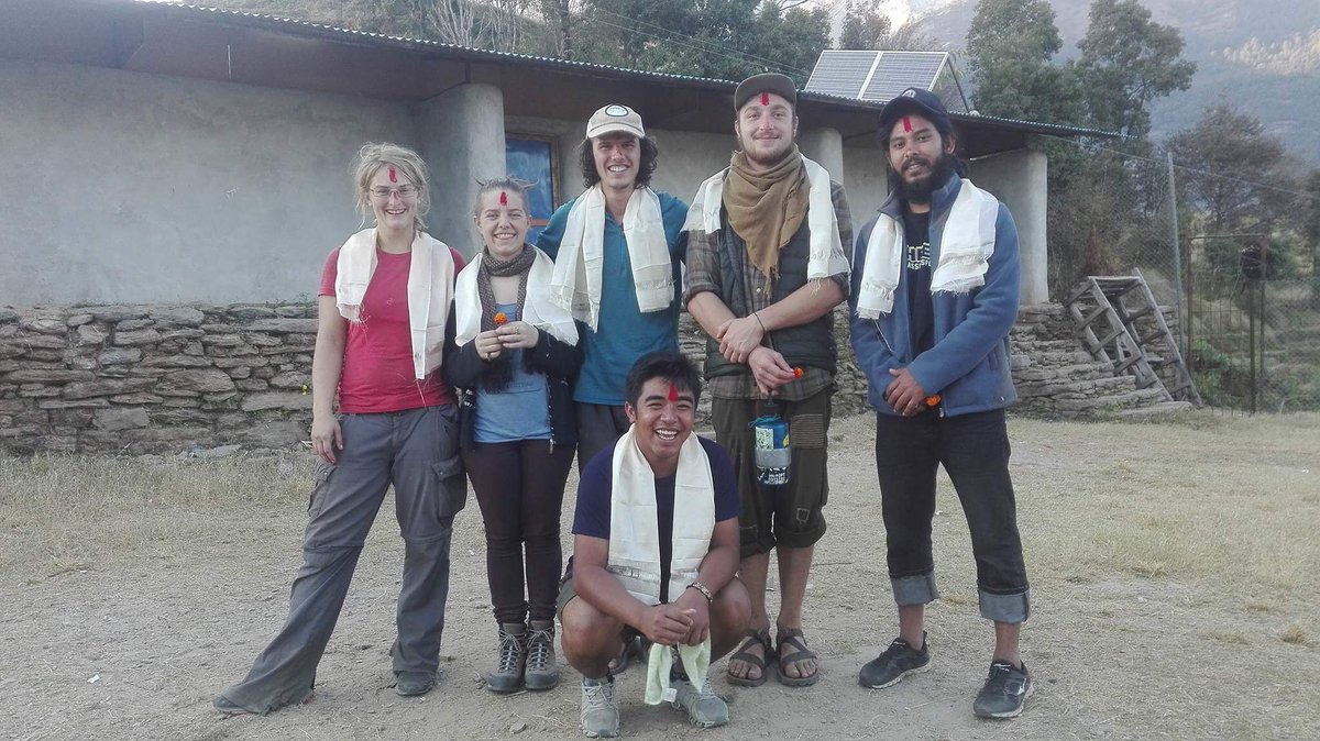 Php_intl's tweet image. We&apos;re back in Nepal!  Our Pokhari field team is welcomed with tikka by the village.