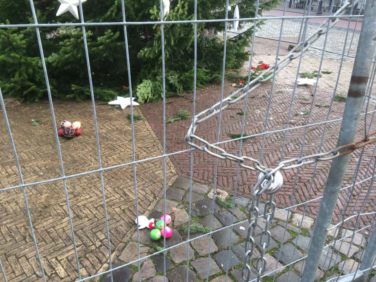 HarryVeenendaal's tweet photo. Vandalisme jegens kerstboom in #Gouda. Tuig. https://t.co/CDYDfxBqqA
