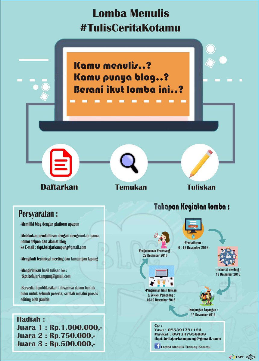 #TulisCeritaKotamu  Daftar ke email: tkpt.belajarkampung@gmail.com sebelum 12 Desember 2016 #LombaBlog #LombaMenulis #Samarinda
