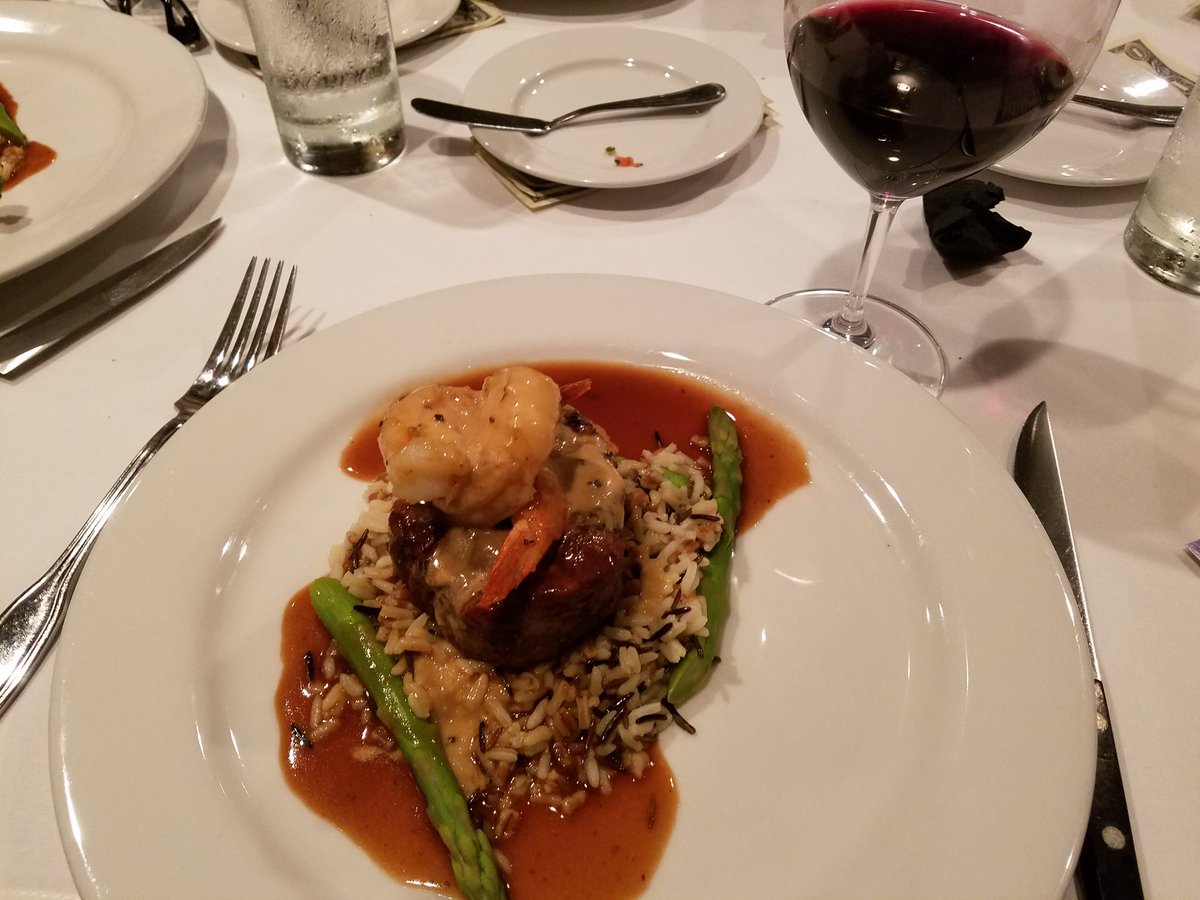KellyCCookbook's tweet photo. Delicious Filet Mignon/Prawns dish at John Bentley in Redwood City, Ca. https://t.co/puXZm7b932