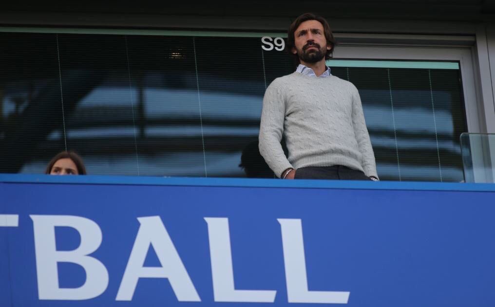 BreatheChelsJB's tweet photo. Gotta love Andrea Pirlo. Never even played for Chelsea and still looks like he owns the place 😂 #CFC https://t.co/bUev55uJFn