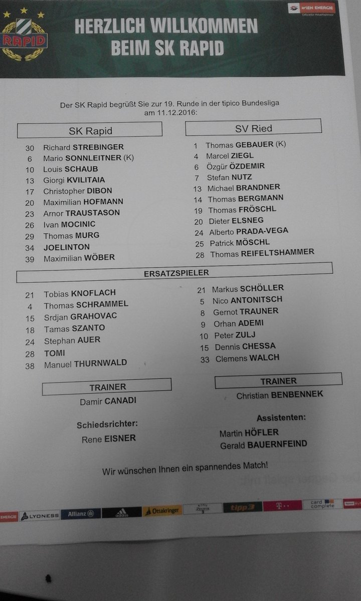 sportreport_biz's tweet photo. LIVE -Fußball:
Das Lineup zum Spiel @skrapid vs. @svried1912 #scrrie #scrsvr https://t.co/vRVWfEXxyc