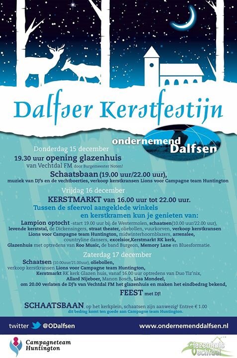 Dalfser Kerstfestijn en Glazenhuis Vechtdal staan in het teken van de ziekte. Een super initiatief 

#cth #huntington <a href="/ODalfsen/">Ondernemend Dalfsen</a> <a href="/GHVechtdal/">Glazenhuis Vechtdal</a>