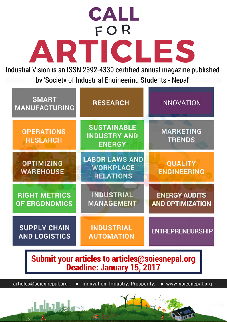 IndustrialEngi7's tweet photo. CALL FOR ARTICLES!
#research #industry #innovation #prosperity #Nepal #industrialengineering #ienetwork #energy #articles #publication https://t.co/dRCMHHZM1Y