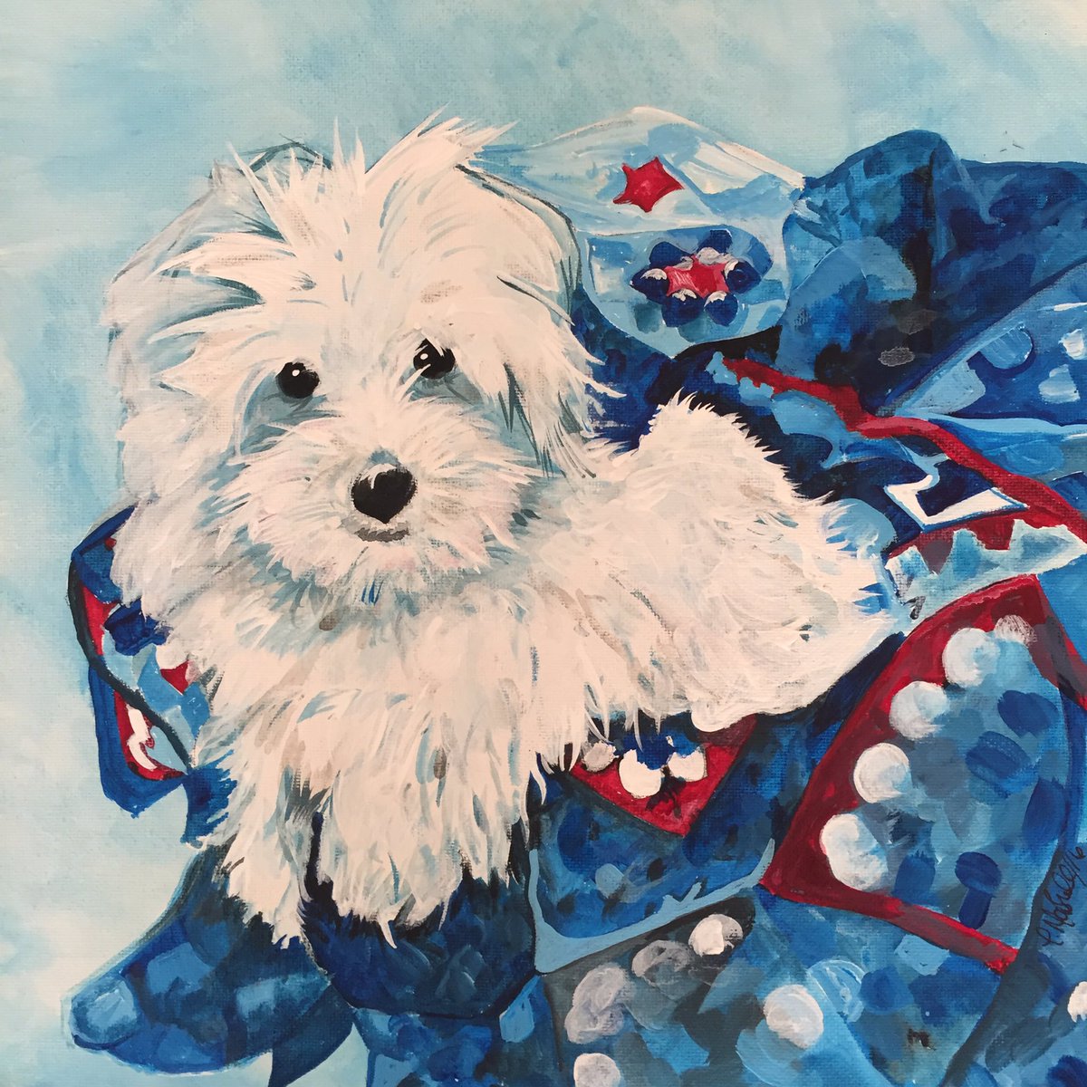 TabCreates's tweet image. Cotton de Tulear completed! #cottondetulear #petportrait #dogsofinsta #dogs #puppy #painting #wip
