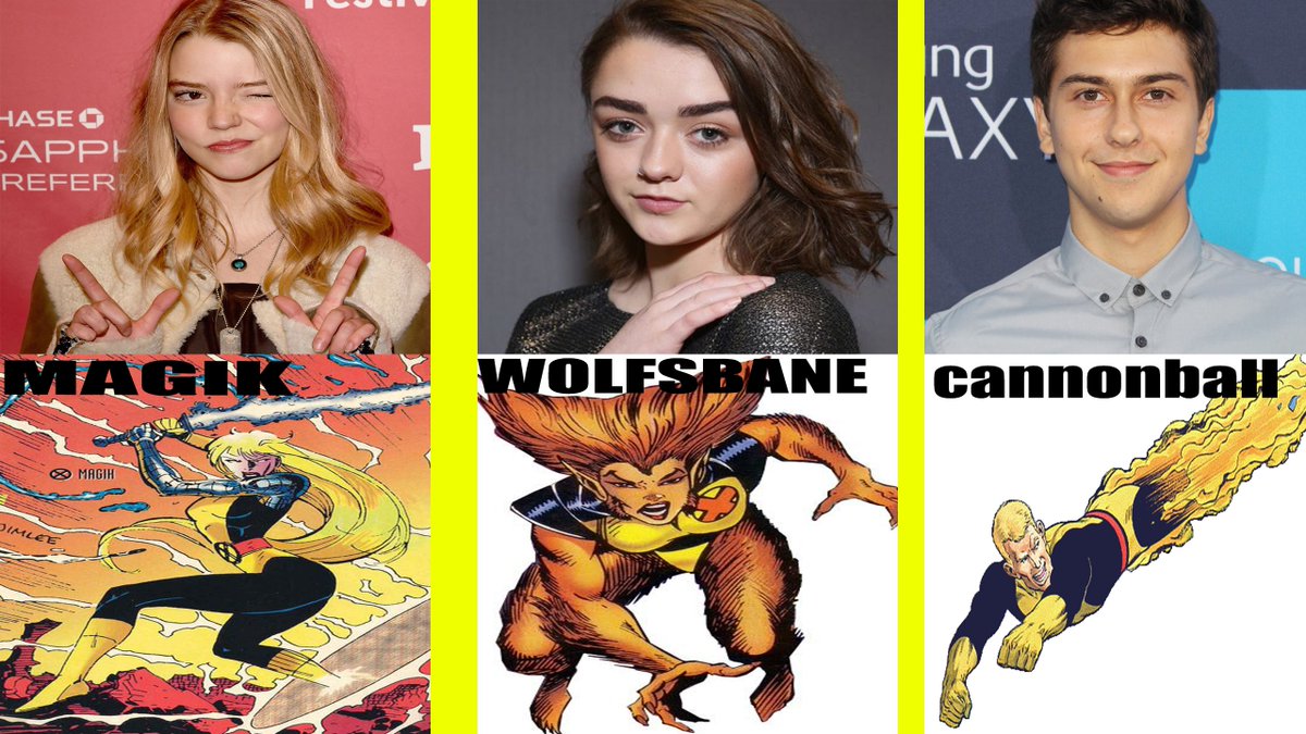 theifshow's tweet photo. #anyataylorjoy / #magik..
#MaisieWilliams / #wolfsbane...
#nattwolf / #cannonball https://t.co/OIcm4QhCy6