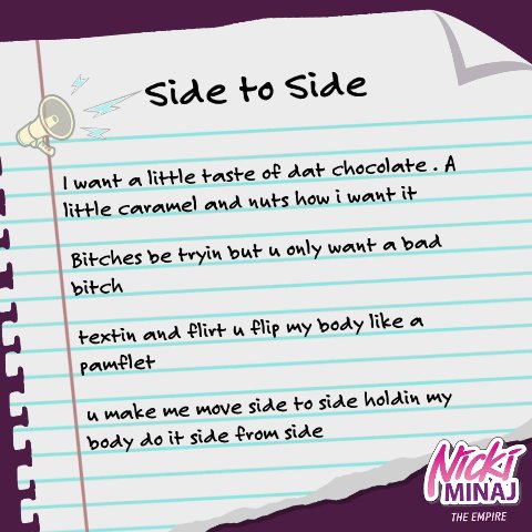 That_Poppy_'s tweet photo. Check out my new lyrics! #NickiMinajEmpire https://t.co/rBVxXZZ8lH