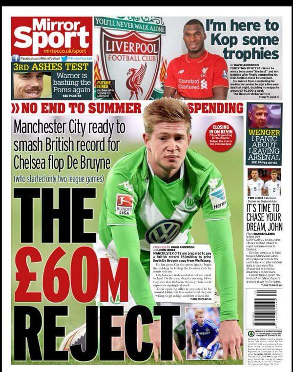 KDB showing again today what a superb player he is. The pass for the second goal  world class just don't tell the <a href="/DailyMirror/">The Mirror</a> #KDB #MCFC