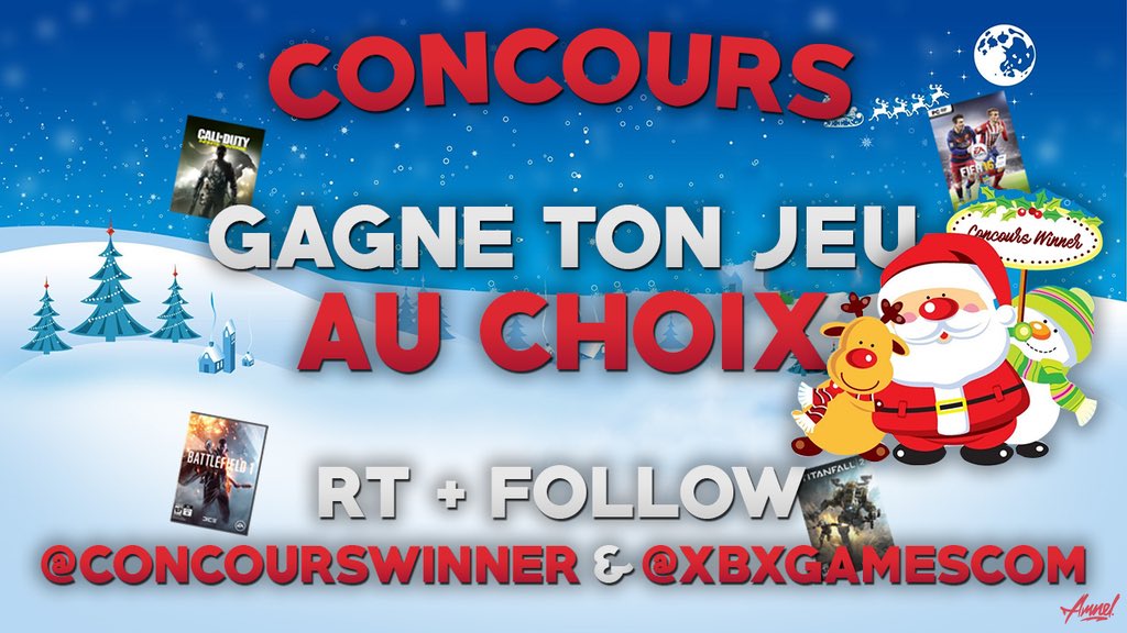 ConcoursWinner's tweet photo. 🎄 CONCOURS #NOËL 🎄

🔥 Gagne ton jeu au CHOIX 🔥

🎁 RT &amp; FOLLOW @ConcoursWinner + @xbxgamescom 🎁 

🍀 TAS : 01/01 🍀 #concours #giveaway https://t.co/ufylRU7XhD