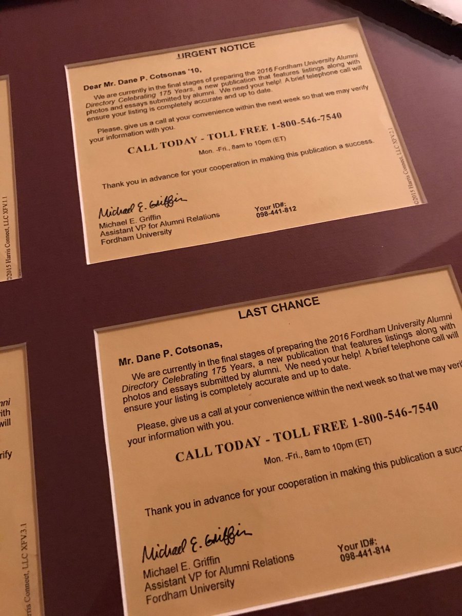Tbird8057's tweet photo. @FordhamAlumni thanks for the memories. My fellow alum had his cards framed for Christmas. https://t.co/X8vNyu6a8K