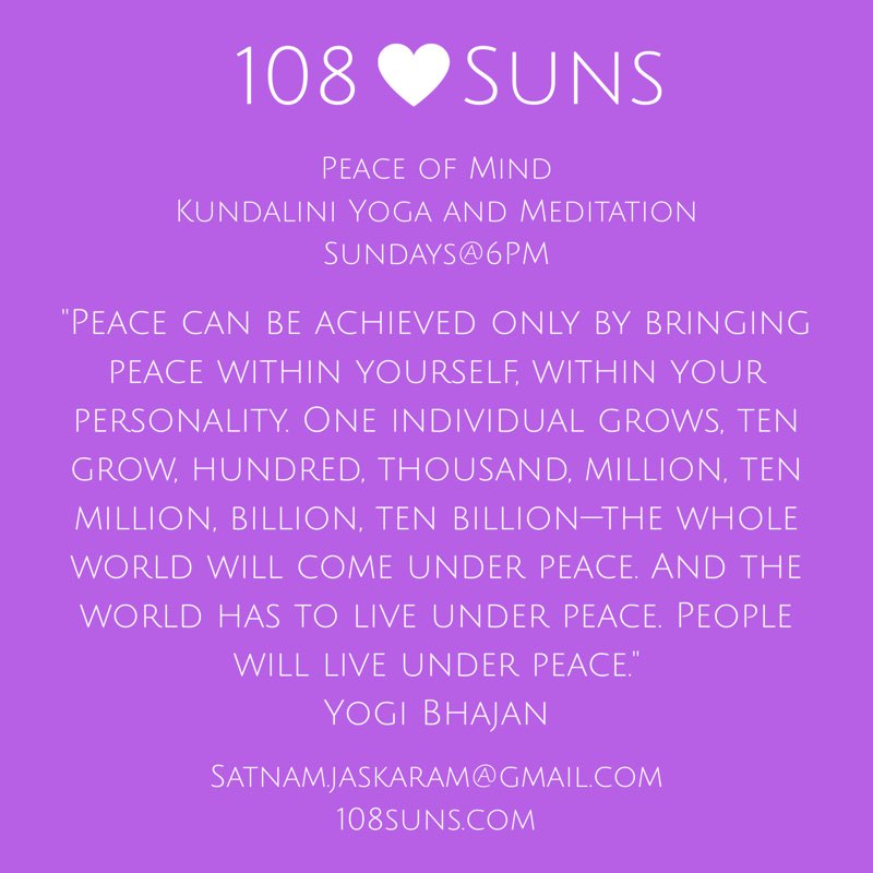 JaskaramKhalsa's tweet photo. ✌🏻✌🏽✌✌🏾✌🏿✌🏼#PeaceOfMind #RadiatePeace #PeaceOnEarth #kundalini #yoga #meditation #inglewood #yogibhajan  #108💛suns  #108suns #108sunsyoga https://t.co/N8WX7dC3w2
