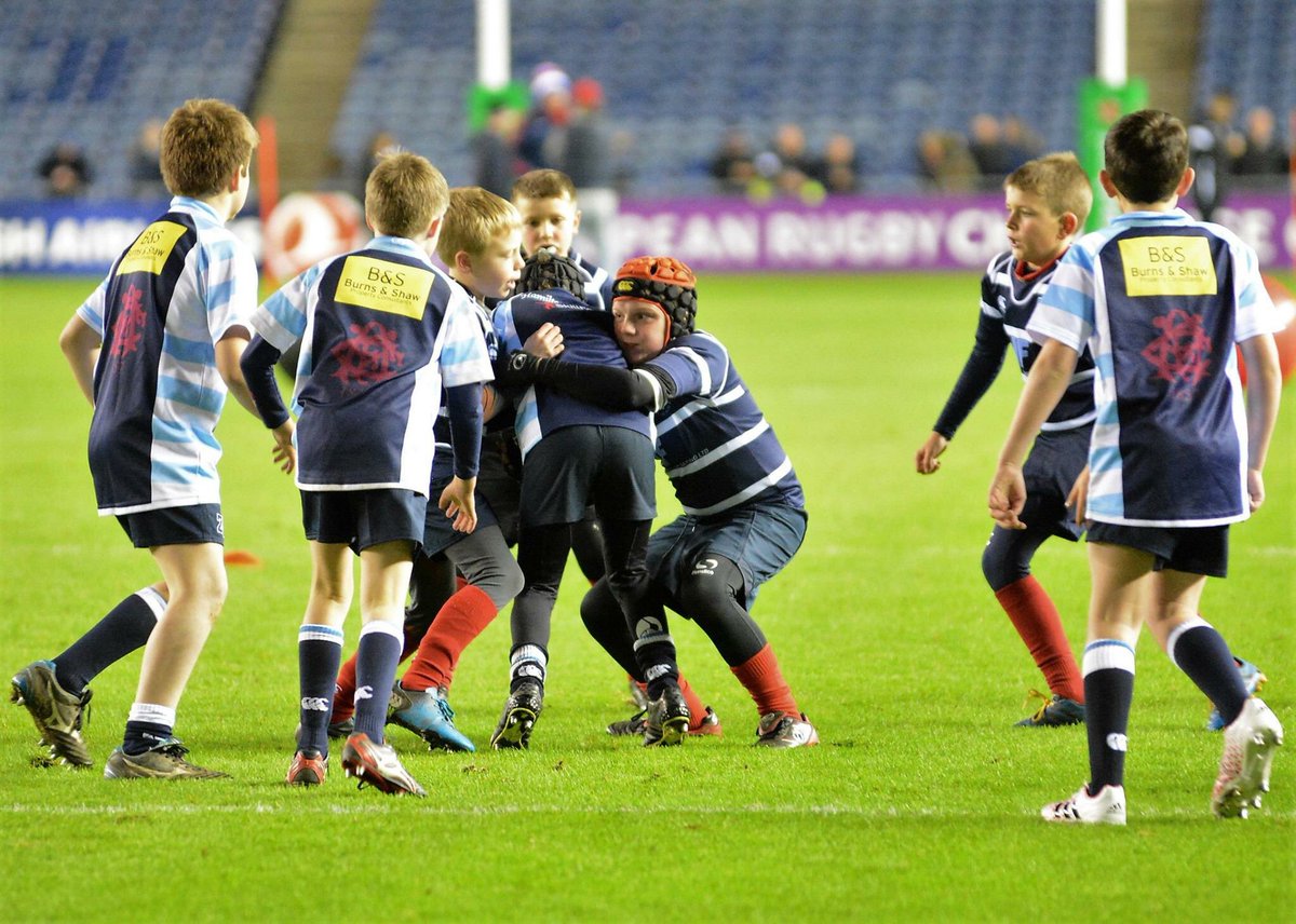 Jack in full tackle at Murrayfield as his team played at half time of the Edinburgh game last night