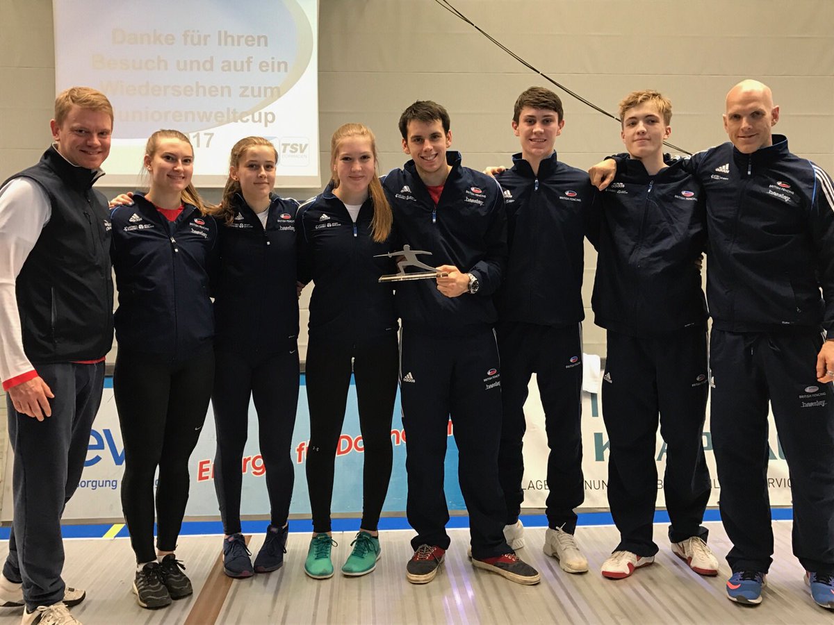 Congrats GB sabre team:
Chart, Maxwell, Corby, Deary, Edwards, Maxwell &amp; coaches Tahon &amp; Salfield. BRONZE at Junior World Cup in Germany