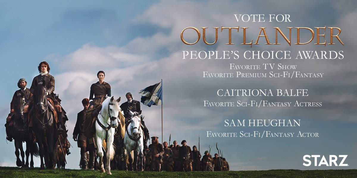 Outlander_STARZ's tweet photo. Show some love and vote for #Outlander, @SamHeughan and @Caitrionambalfe in the @PeoplesChoice Awards until 12/15: https://t.co/1AXj7GeSkp https://t.co/esxkyNAkv5