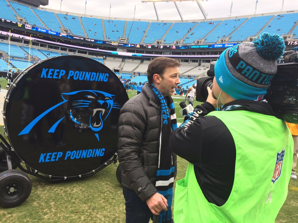 TeamHendrick's tweet photo. 7x champion crew chief Chad Knaus talks to @PanthersTV before his game day duties...

As the #KeepPounding drummer! 🏈 https://t.co/GBOSgkjpcv
