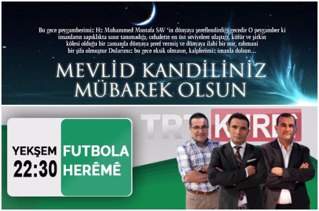 Qendîla Mewlûde we û malbata we û ya gele müslimana pîroz û bimbarek dikin.

<a href="/TRTKurdiTV/">TRT Kurdî</a> <a href="/mustafaekici23/">Dr. Mustafa Ekici</a> <a href="/gulabi_eryaman/">Gülabi Eryaman</a> <a href="/nese812/">Neşe</a>