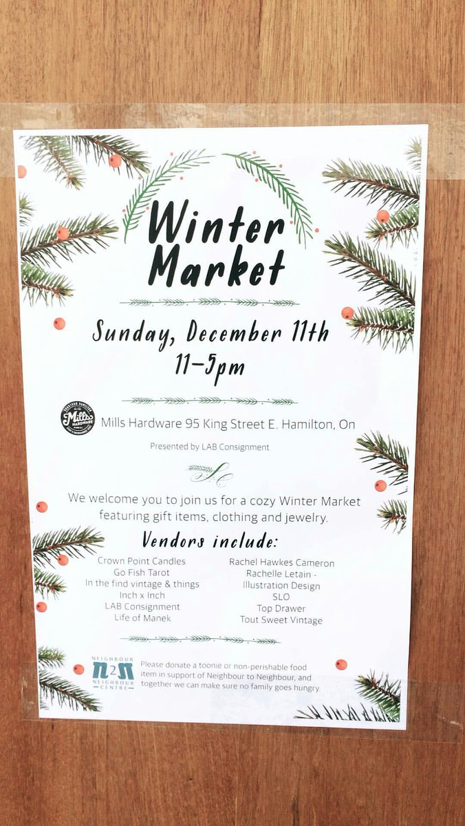AndThisToo_'s tweet photo. We're at the #WinterMarket at @MillsHardware! Stop by with some canned goods + get your holiday shopping done! #HamOnt #Holidays #Market https://t.co/kZ38FLLexI