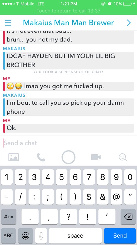 amariehaydenn's tweet photo. @BrewerMakaius really just called me on FaceTime me to tell me to take down my story. #younotmydad #lilbigbrother https://t.co/QPx2QuWmHS