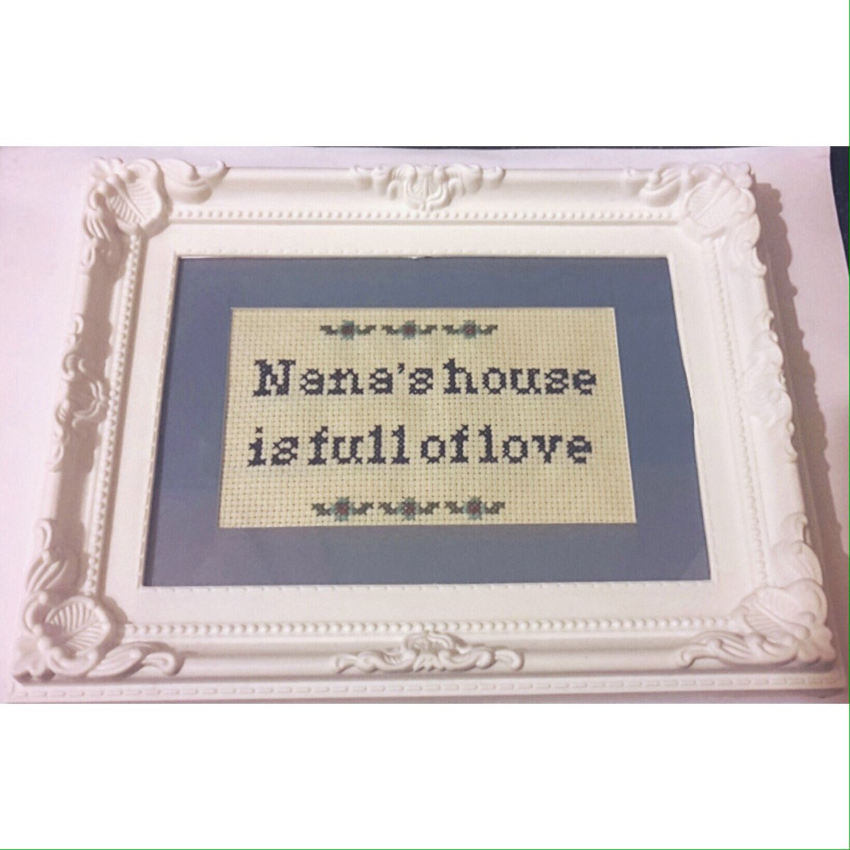 TheDevilsDumpl1's tweet photo. Here's a non sweary one! 'Nana's house is full of love' cross stitch available from https://t.co/757F28CngL #ladiescoffeehour #crafthour https://t.co/A6JvrXOuah