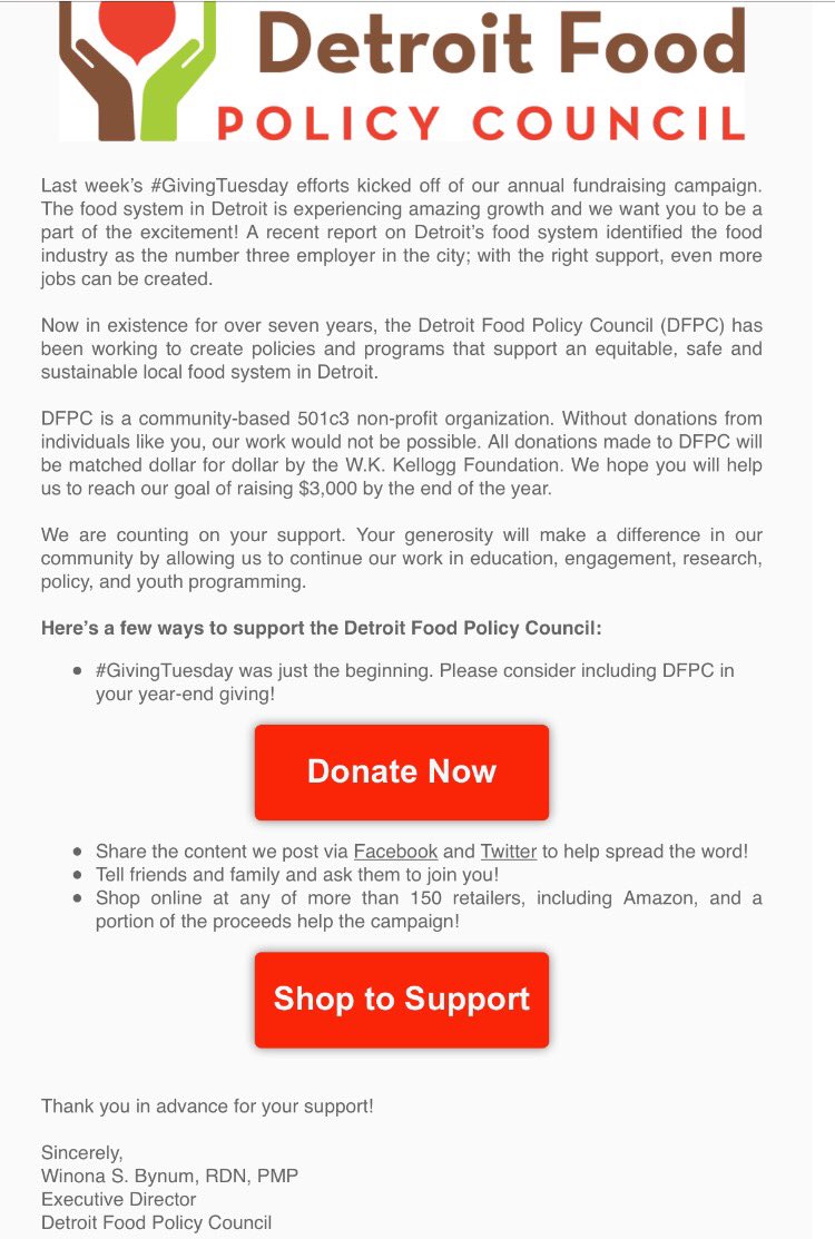 Detroit Food Policy Council On Twitter Our Annual Fundraising Campaign Is Happening Through The End Of The Year Https T Co Jcl6y1zcfh