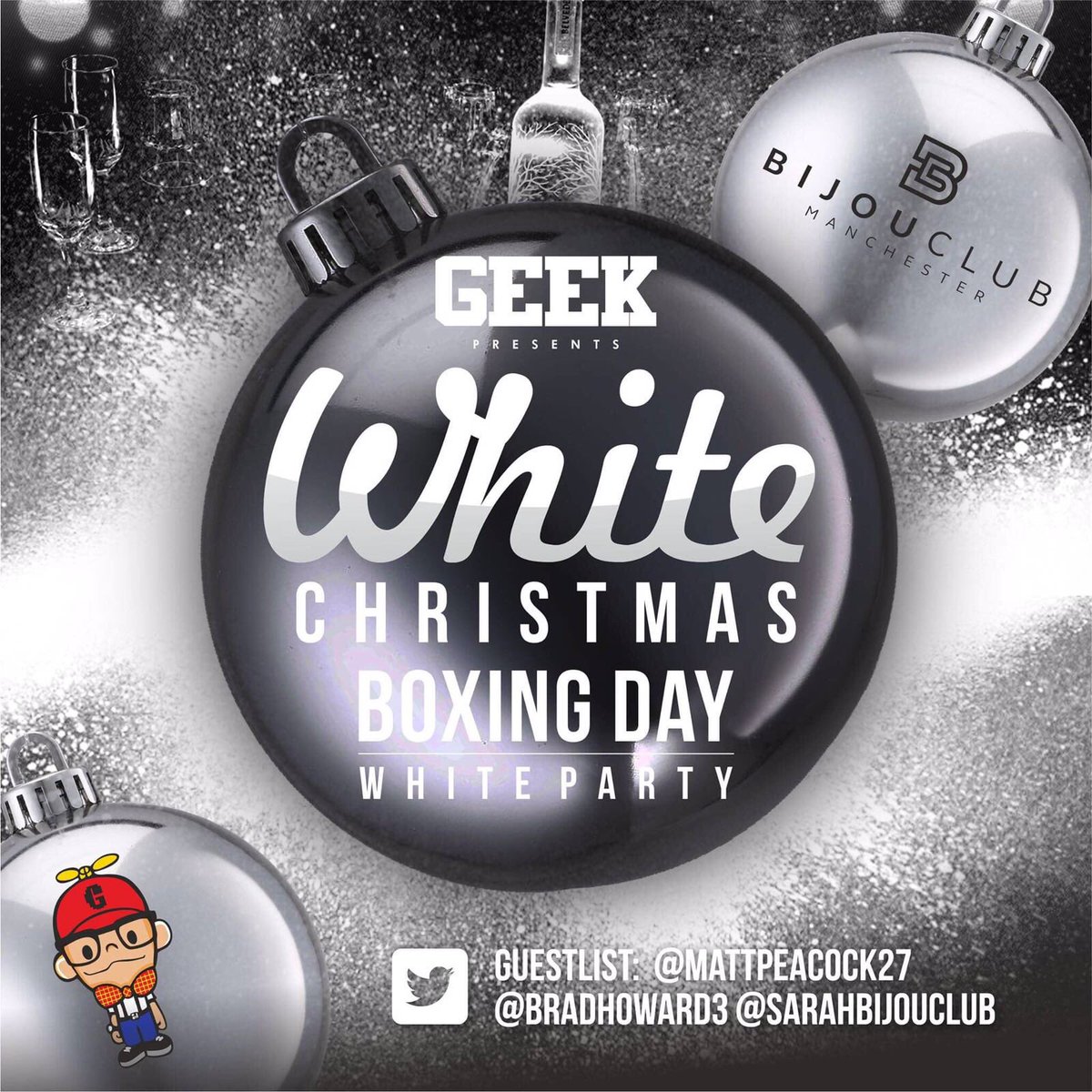 ___GEEK___'s tweet photo. Boxing Day we're BACK at @BijouClub get in touch now for Glist &amp; Tables 07837960602 @mattypeacock1 @BradHoward3 @sarahbijouclub https://t.co/Ws4h9yA5BY