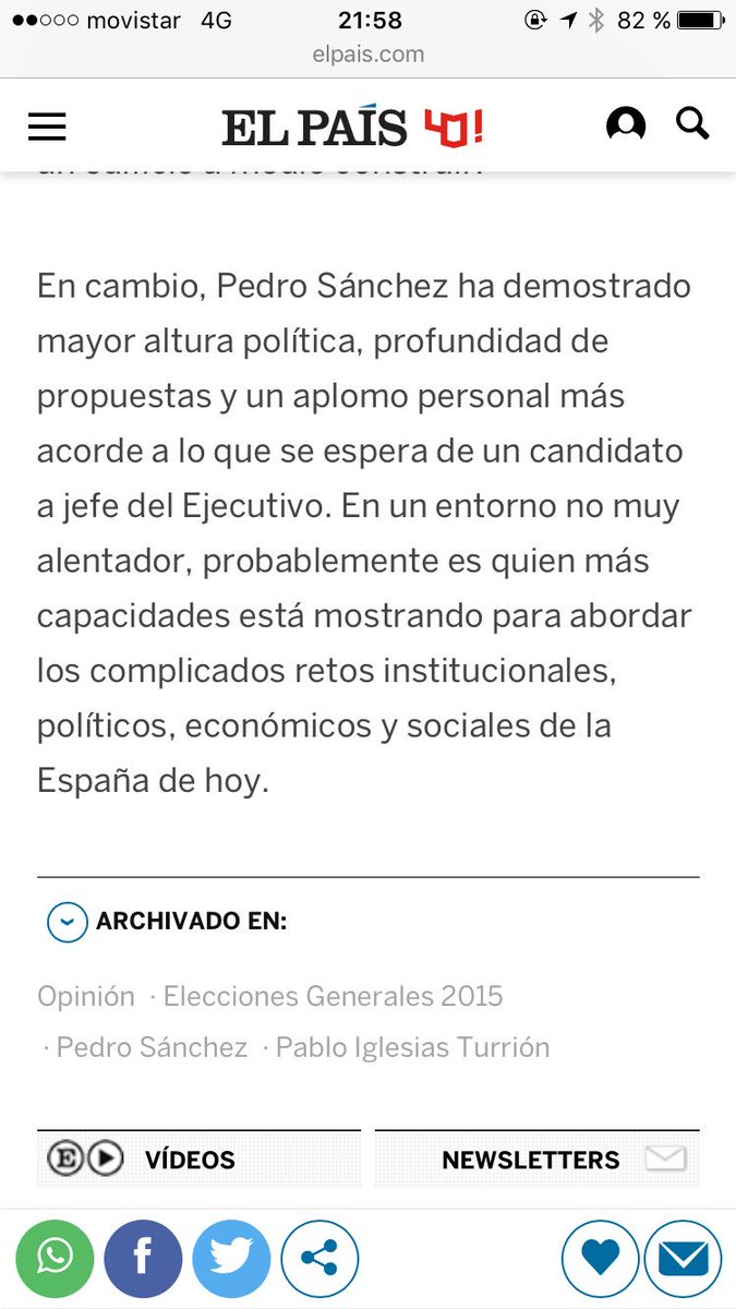 iescolar's tweet photo. Hemeroteca. Cuando El País defendía a Pedro Sánchez. Hoy Cebrián lo tacha de mediocre #cebriánensalvados https://t.co/qrmqOUGkex